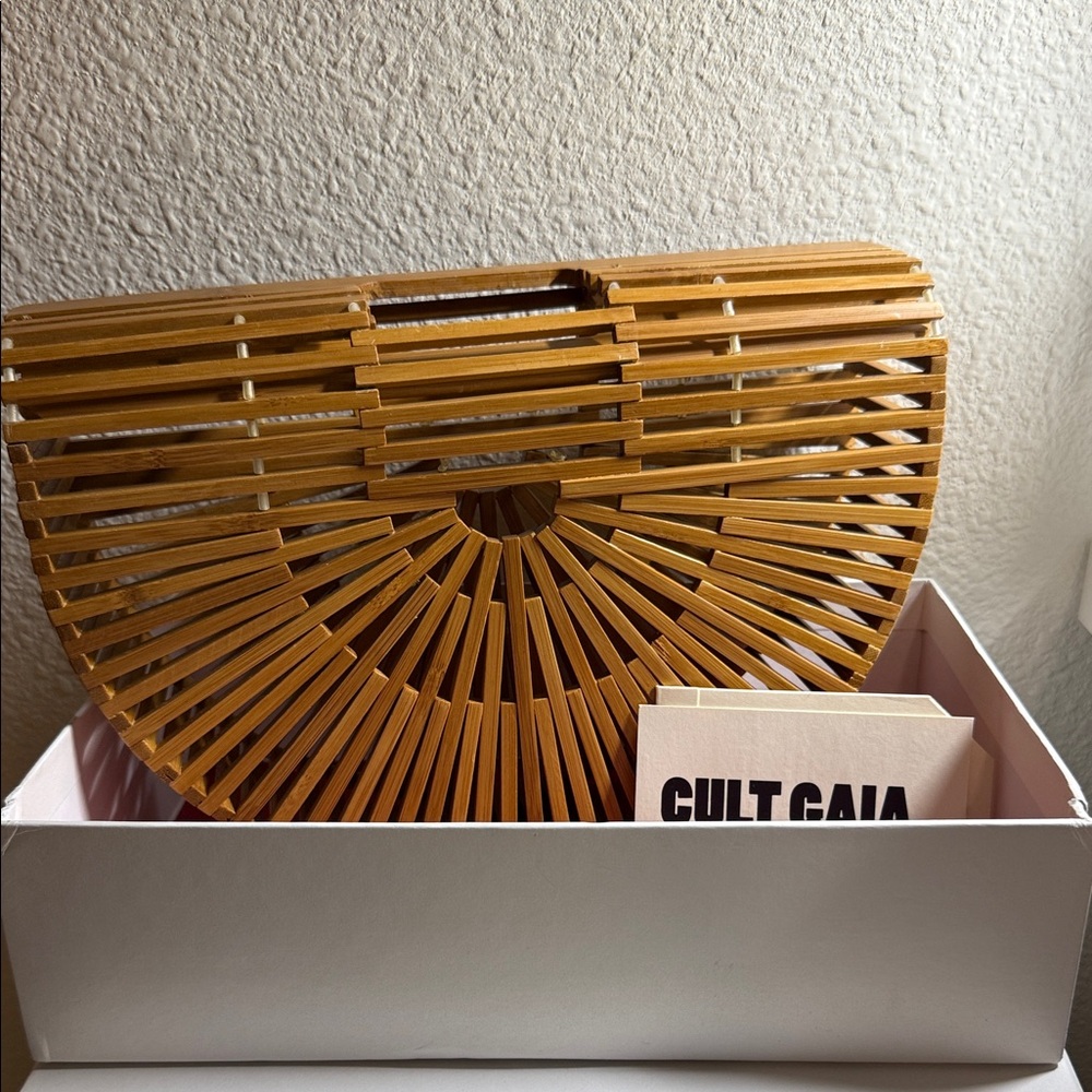 Cult Gaia Brown Bamboo Clutch